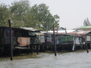 huts along the river